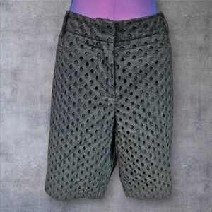 Lands'‎ End Olive Green & Black Eyelet Shorts 9 inch Inseam Size 18 Women's